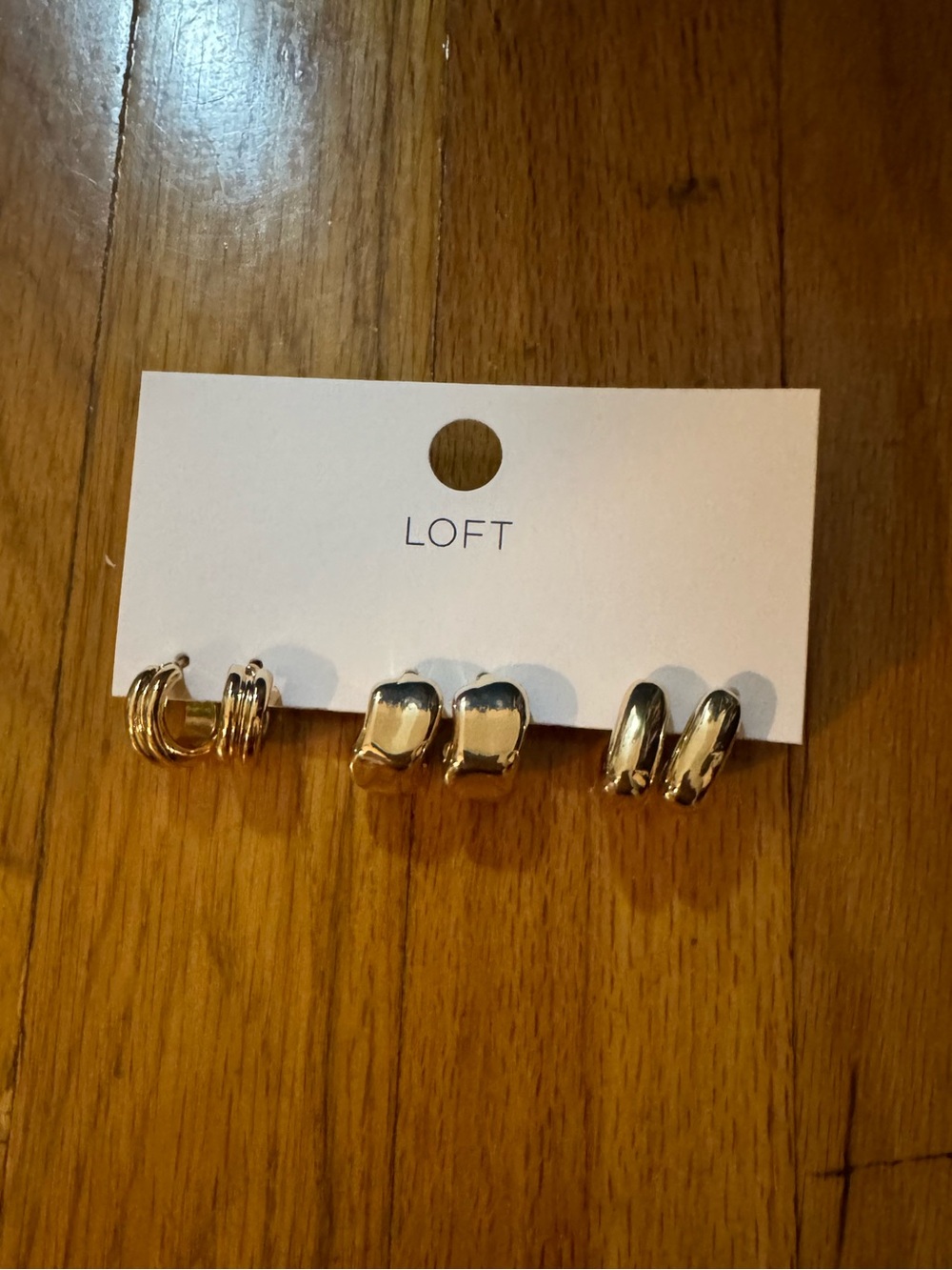 Loft Faux Gold Trendy Earrings- 3 pairs